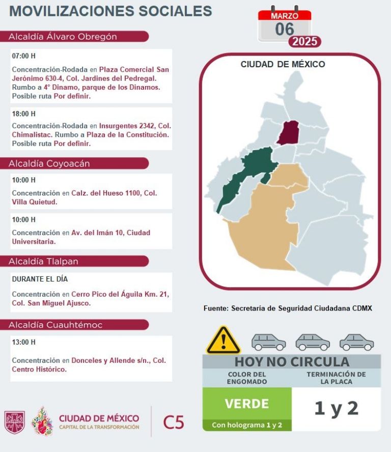 Tráfico en CDMX hoy 6 de marzo