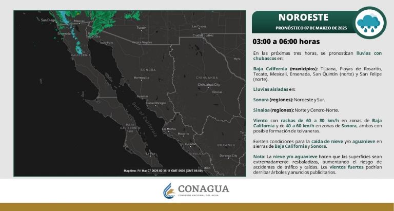 Clima en Sonora para HOY viernes 7 de marzo de 2025. Foto: Conagua