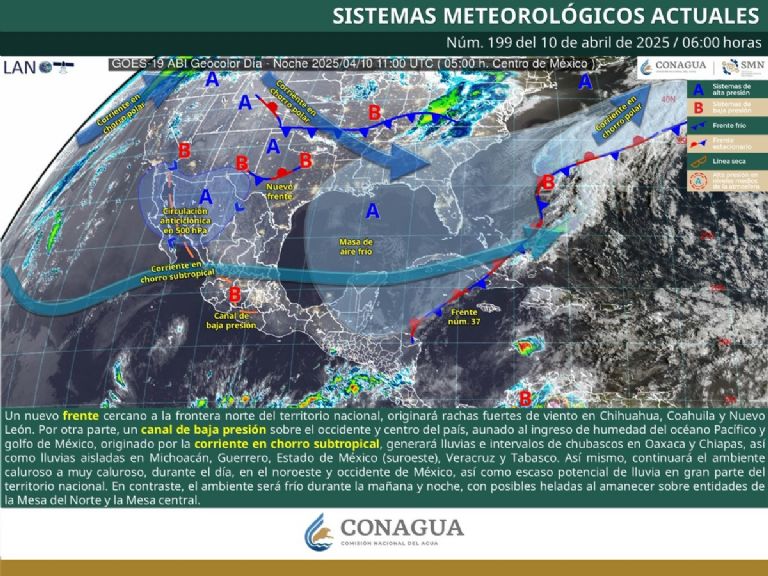 Clima en México para HOY jueves 10 de abril de 2025. Foto: Conagua