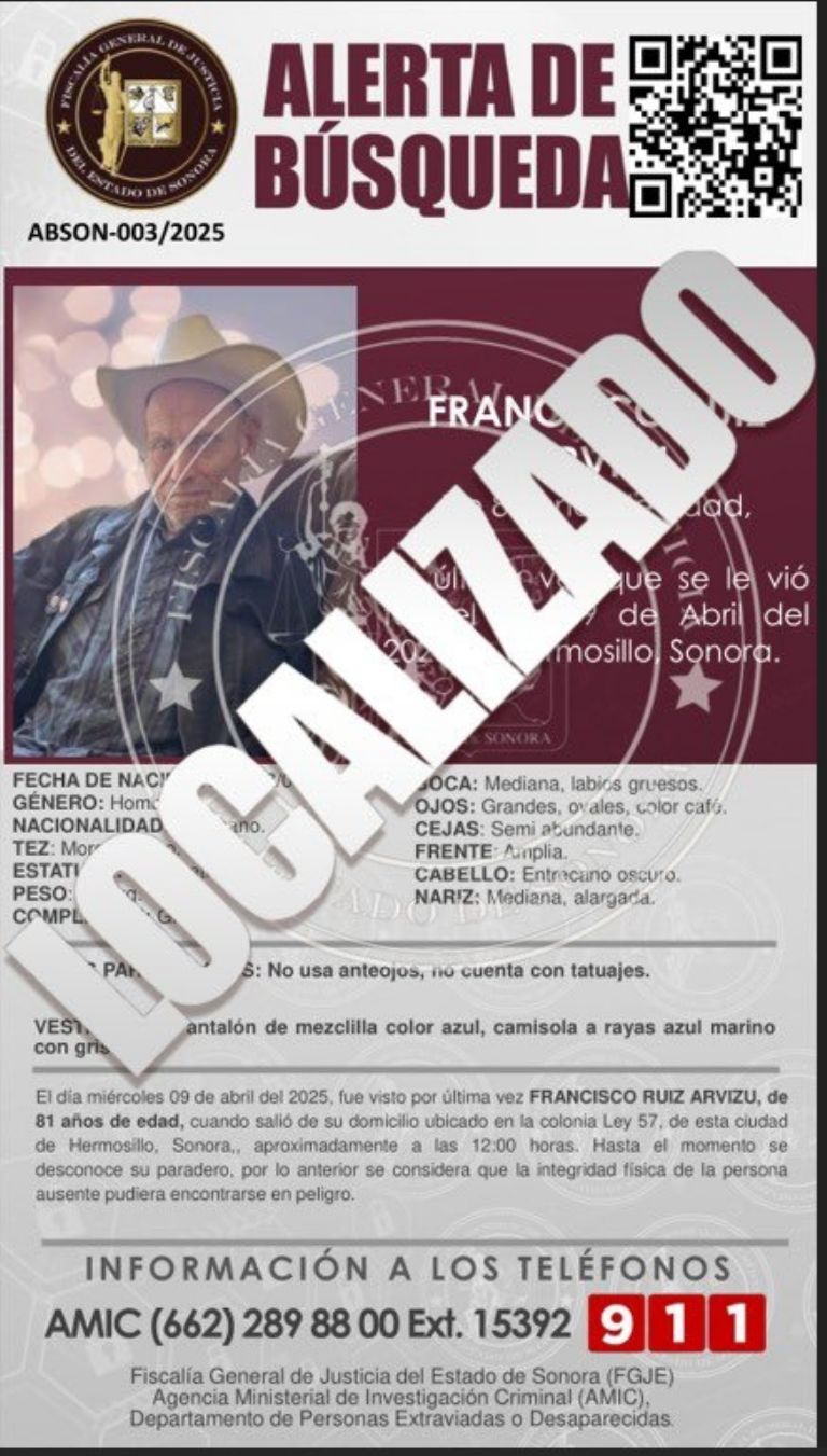 Localizan sano y salvo a Francisco Ruiz Arvizu