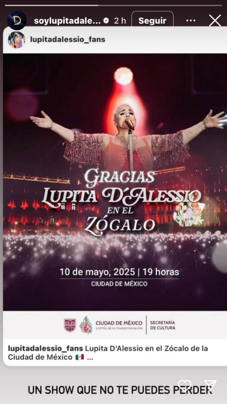 Lupita D’Alessio dará concierto para Día de las Madres 