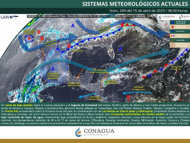 Clima en México para HOY martes 15 de abril de 2025. Foto: Conagua