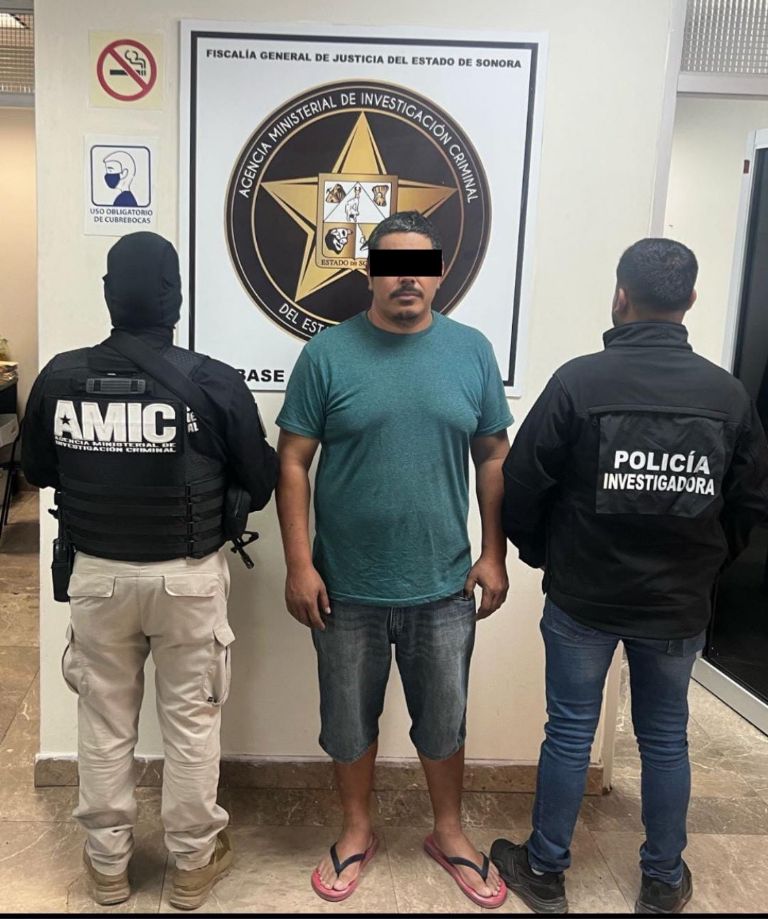 Capturan a presunto homicida en policías en Ciudad Obregón, Sonora. Foto: FGJES