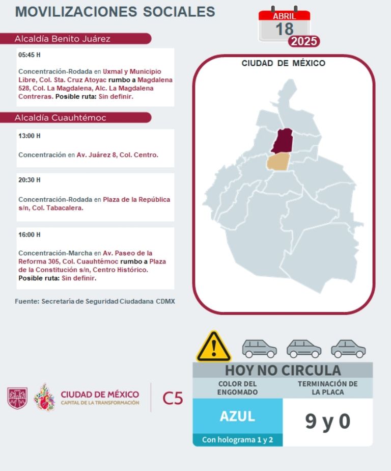 Tráfico en CDMX hoy viernes 18 abril 