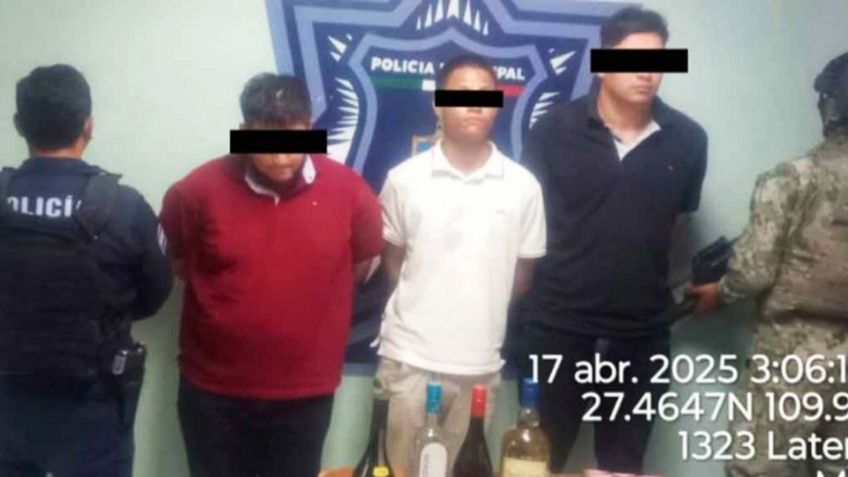 Tres detenidos por asalto a tienda de Ciudad Obregón; robaron botellas de licor y cigarros