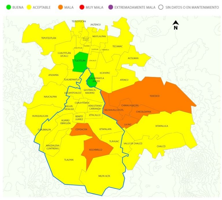 Alcaldías con menor o mayor afectación en la calidad del aire 