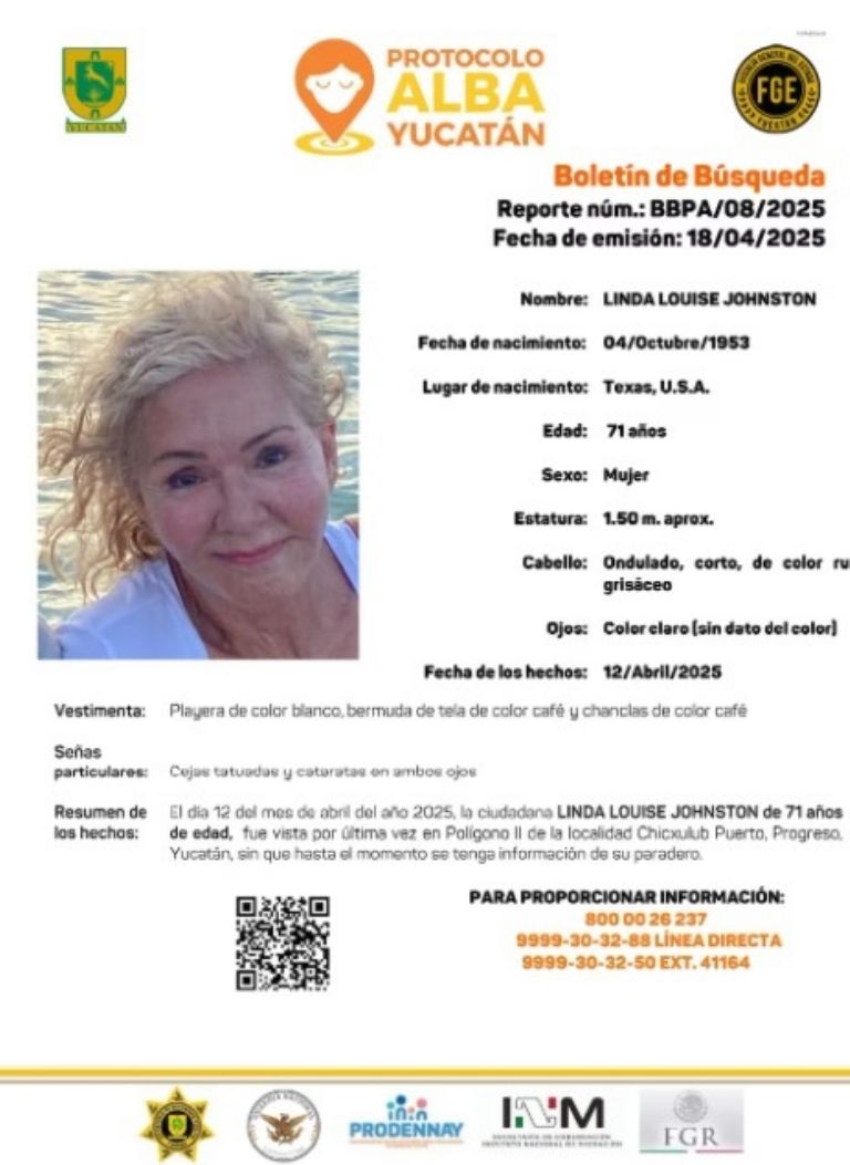 Vista por última vez en municipio de Progreso del estado de Yucatán