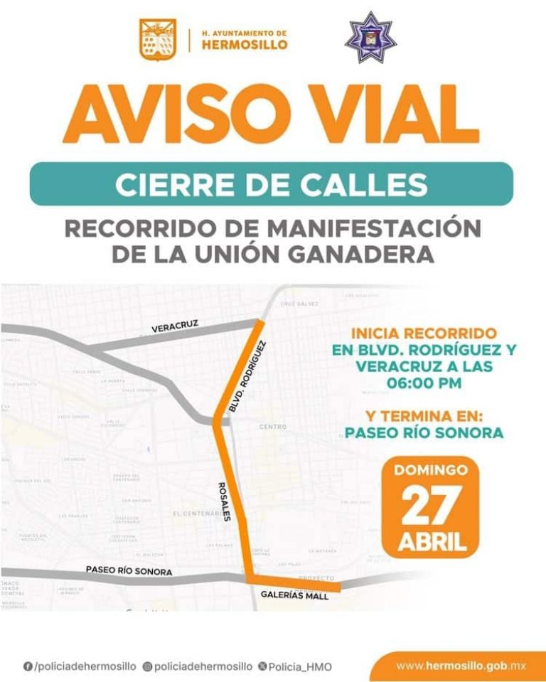 Cierre de calles en Hermosillo, Sonora 