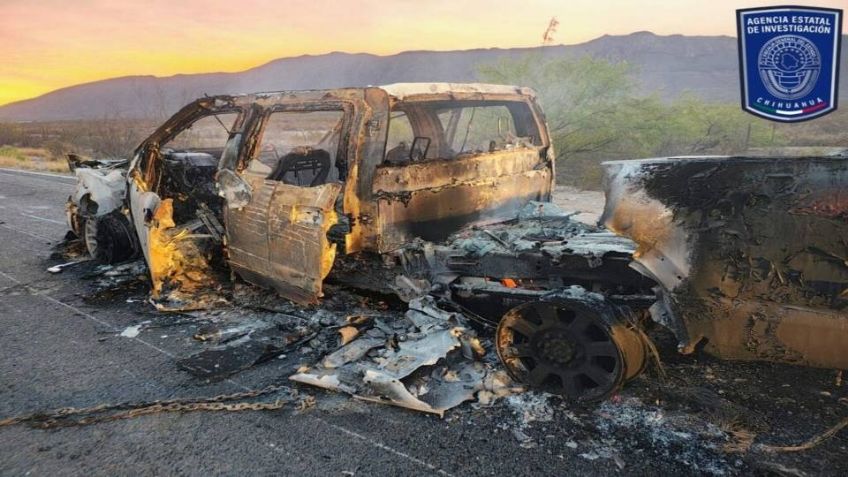 Localizan armas largas en vehículo y trailer calcinados tras ataque armado en Chihuahua