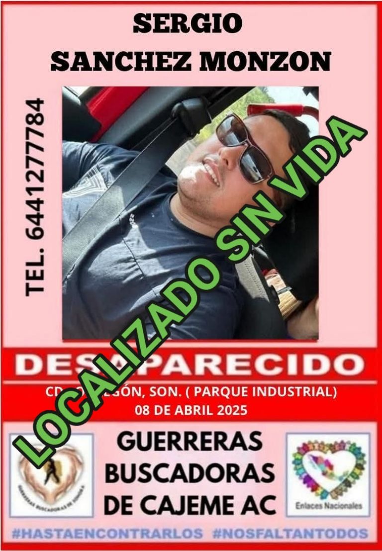 Encuentran sin vida a joven desaparecido en Ciudad Obregón