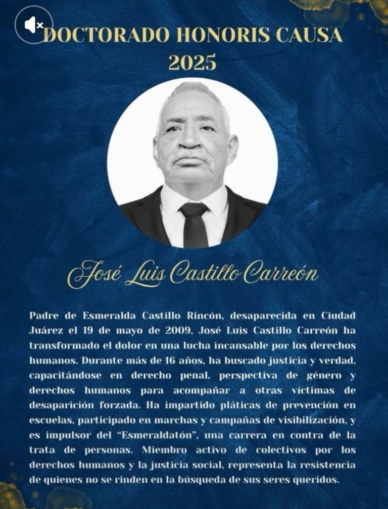 Recibirá el reconocimiento por la defensa de los derechos humanos