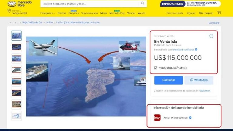 La empresa estadounidense Keller Williams pone en venta Isla Cerralvo en Baja California