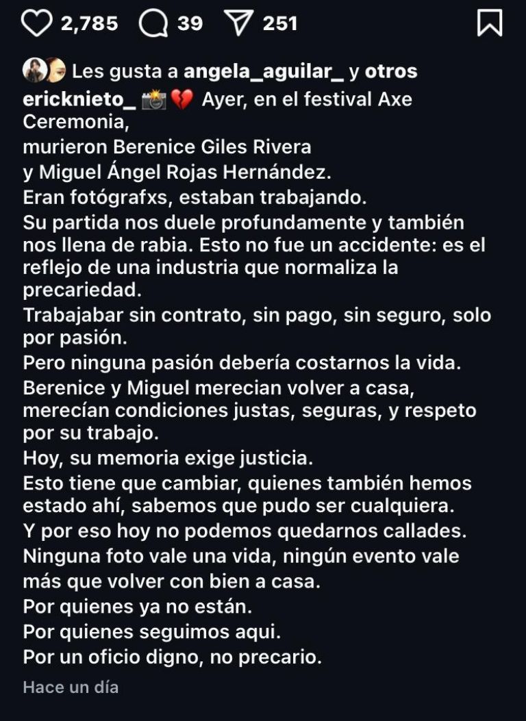 Erick Nieto lamentó la muerte de los dos jóvenes el sábado 5 de abril 