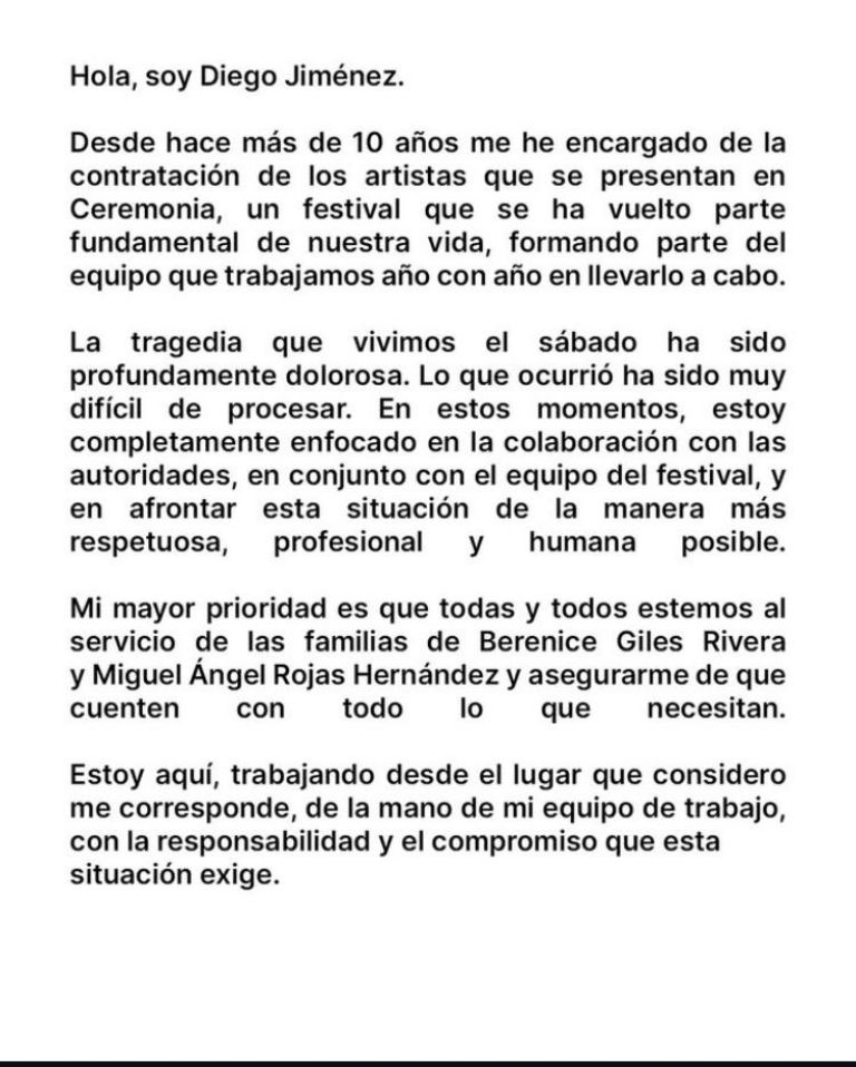 Comunicado oficial de Diego Jiménez Labora