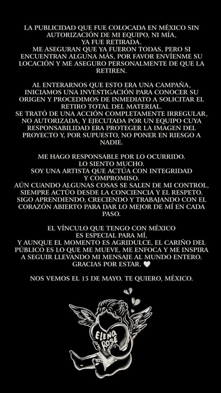 Comunicado de Elena Rose 