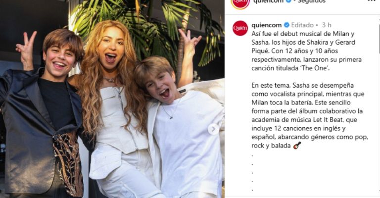 Hijos de Shakira al igual que su madre, debutan en la música con The One