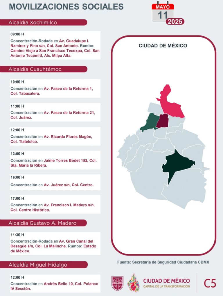 Tráfico en CDMX hoy domingo 11 de mayo