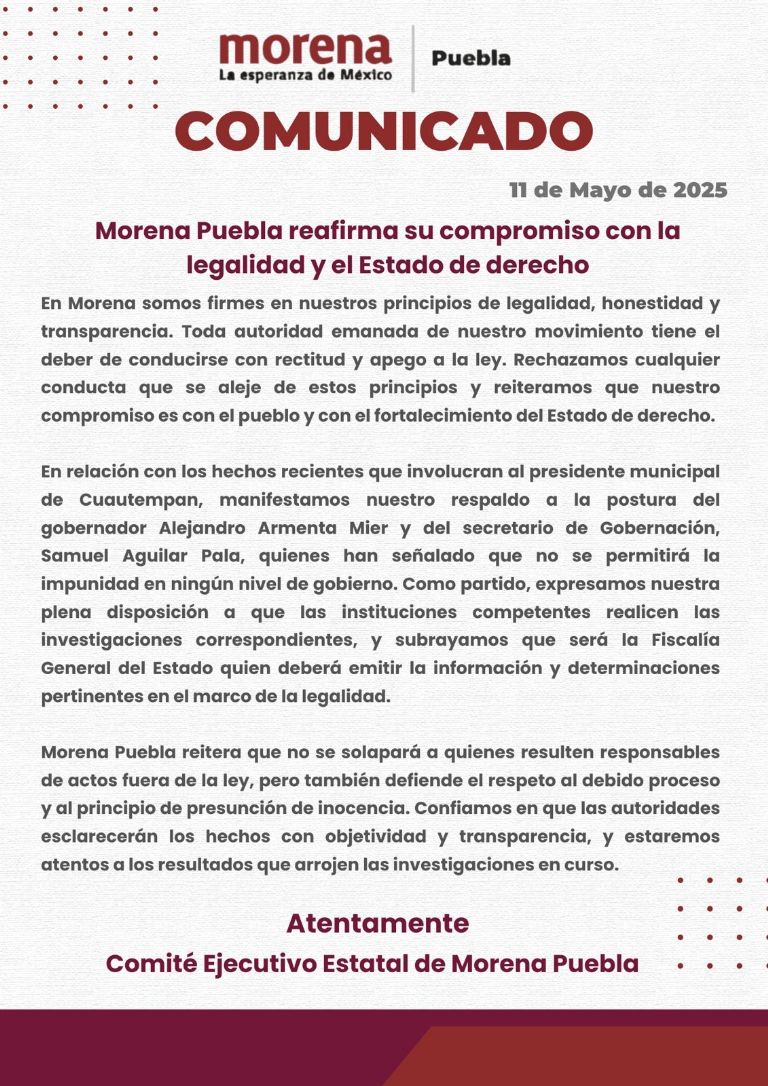 Comunicado de Morena 