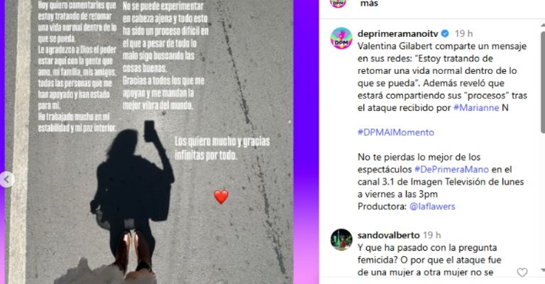 Valentina Gilabert reaparece en redes sociales y hace dura confesión de su proceso tras 13 puñaladas