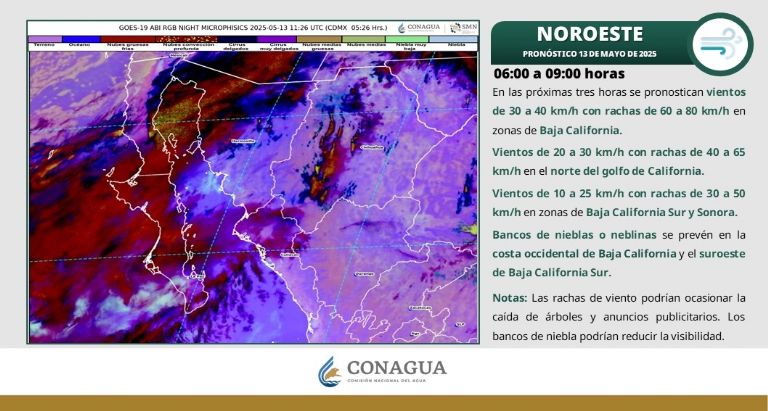 Clima en Sonora para HOY martes 13 de mayo de 2025. Foto: Conagua