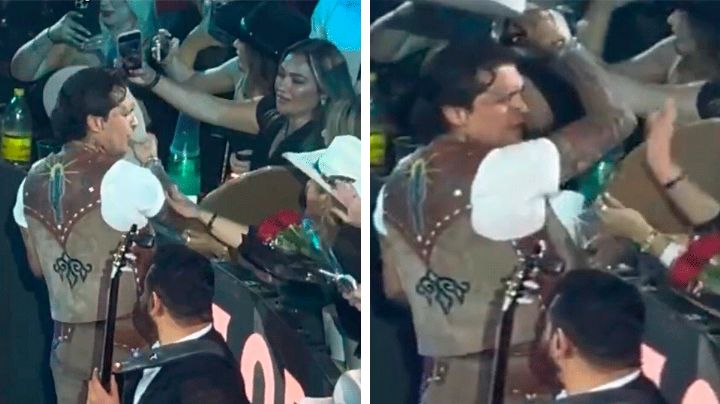 VIDEO: Nodal, molesto con una fan por intentar quitarle su sombrero en ExpoGan Sonora