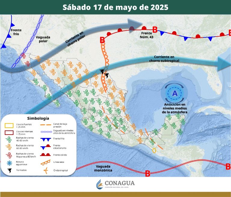 Clima en Sonora del sábado 17 de mayo. Foto: Conagua