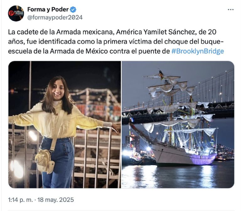 Una de las víctimas mortales del choque ya fue identificada. Foto: Twitter