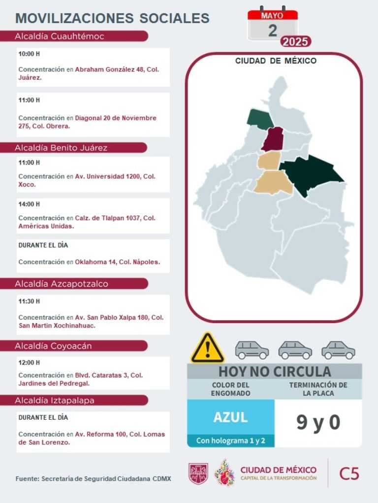 Tráfico en CDMX hoy viernes 02 de mayo