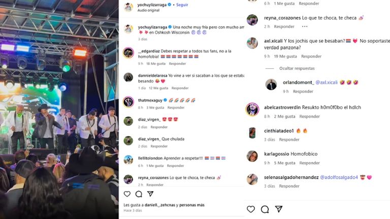 Critican a Chuy Lizárraga por hacer cara de asco ante beso gay