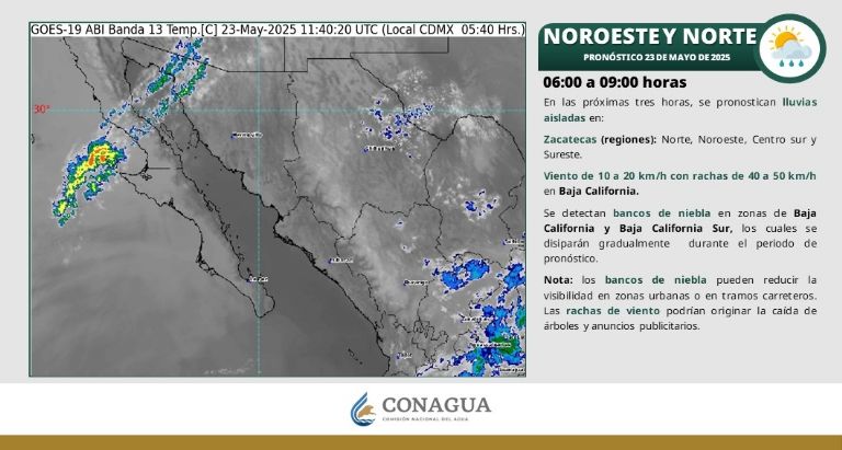 Clima en Sonora para Hoy viernes 23 de mayo. Foto: Conagua