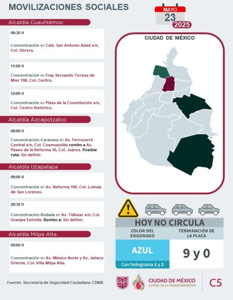 Tráfico en CDMX hoy viernes 23 de mayo
