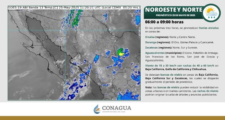Clima en Sonora para HOY domingo 25 de mayo. Foto: Conagua