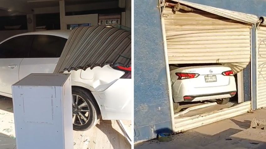 Vehículo sedán termina dentro de negocio tras choque en el Centro de Ciudad Obregón