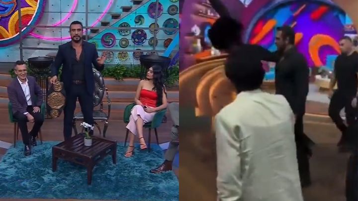 Luchador El Patrón arma zafarrancho en 'VLA' y golpea a hombre en vivo; productora lo corre