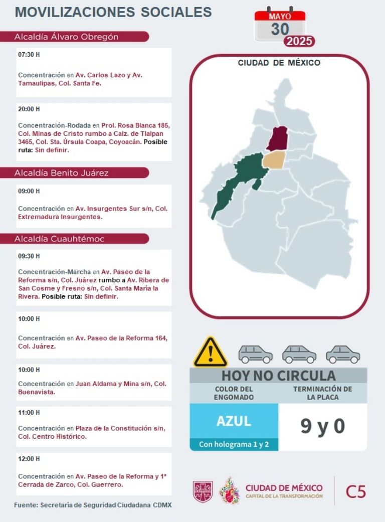 Tráfico en CDMX hoy viernes 30 de mayo