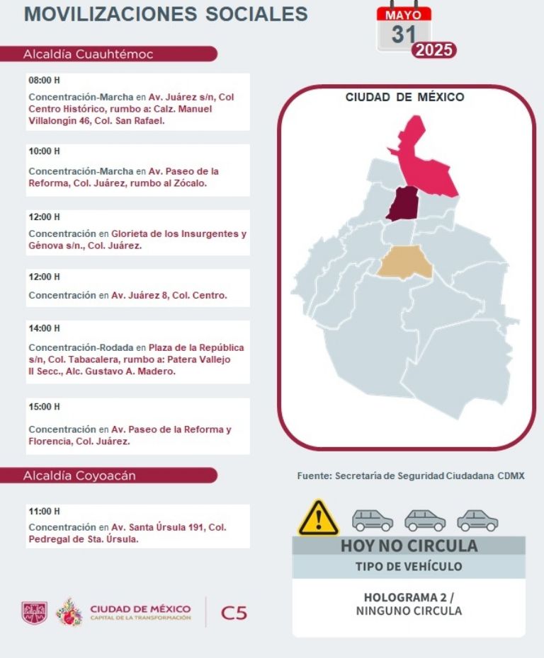 Tráfico en CDMX hoy sábado 31 de mayo