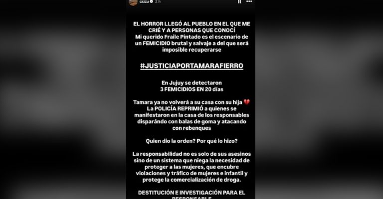 Cazzu, devastada, por cruel feminicidio en su natal Argentina y exige justicia