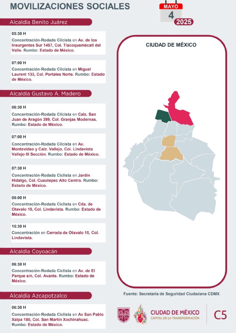 Tráfico en CDMX hoy domingo 04 de mayo