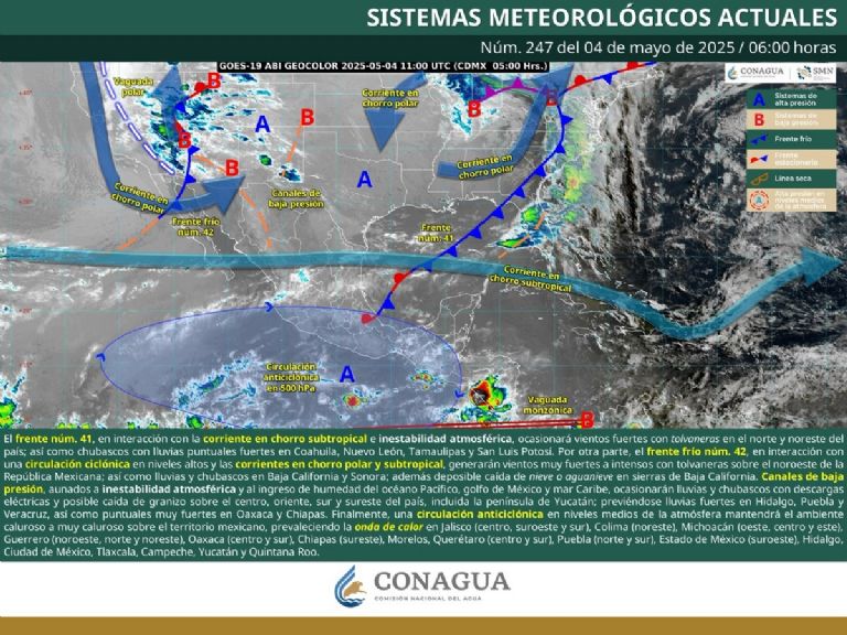 Clima en México para HOY, domingo 4 de mayo de 2025. Foto: CONAGUA