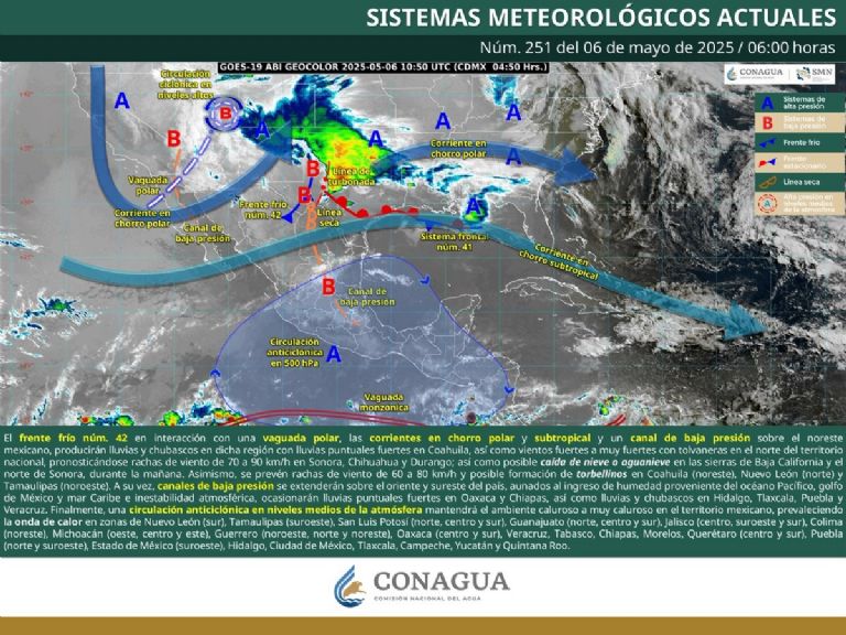 Clima en México para este martes 6 de mayo. Foto: CONAGUA