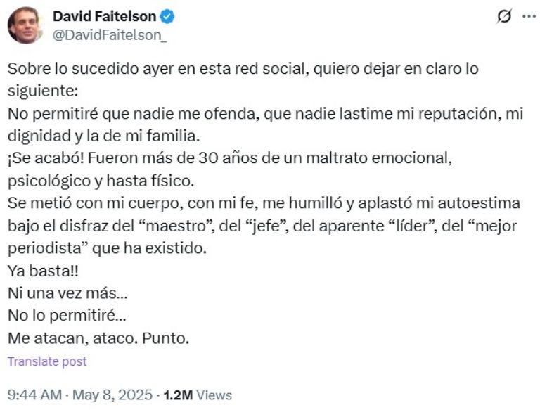 Faitelson responde a críticas por exponer a José Ramón Fernández