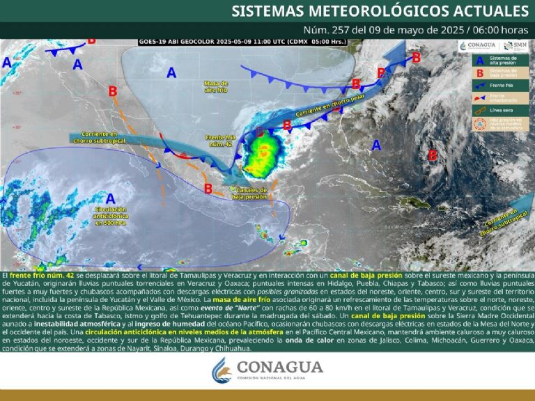 Pronostican lluvias en México este viernes 9 de mayo. Foto: Conagua