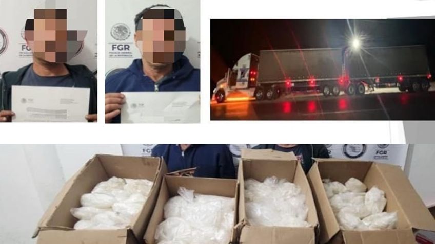Huatabampo: Arrestan a dos hombres que transportaban 110 kilos de metanfetamina en tráiler
