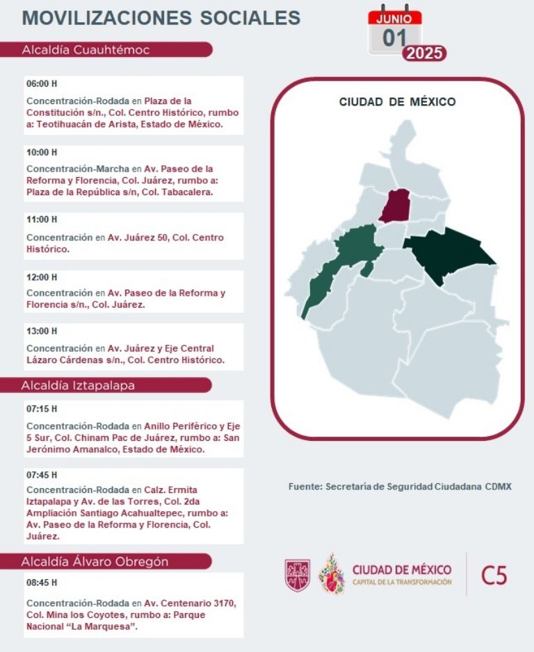 Tráfico en CDMX hoy domingo 1 de junio