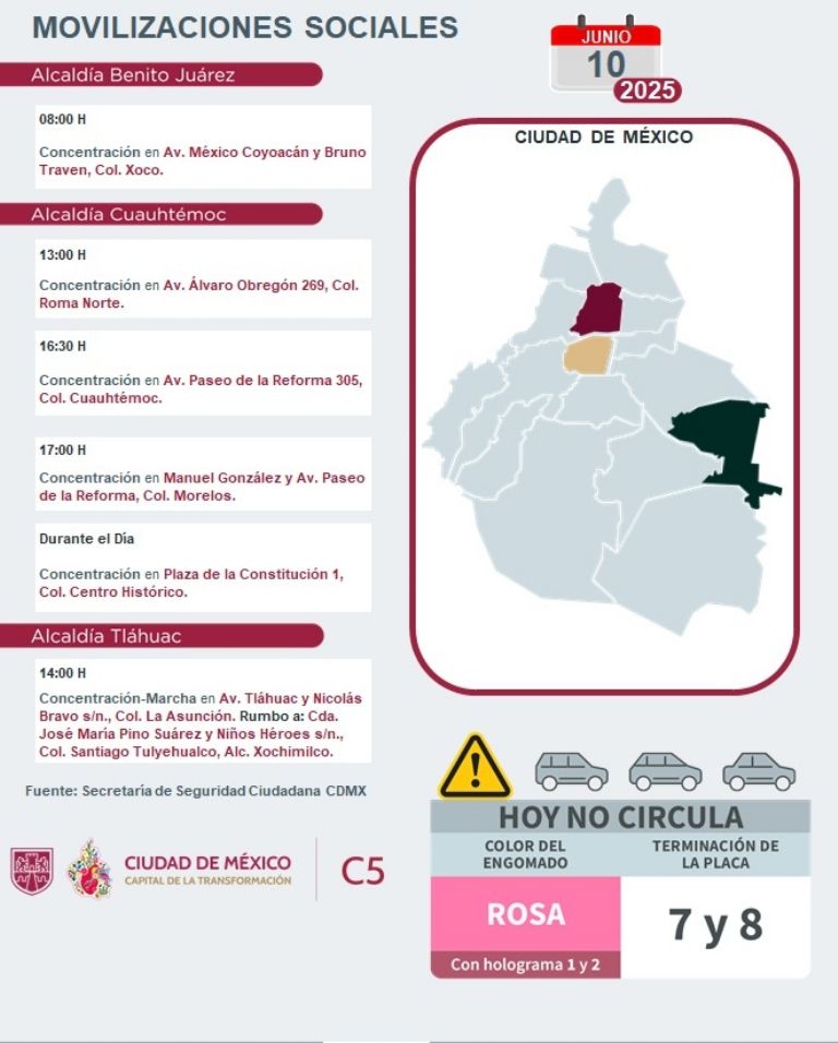 Tráfico en CDMX hoy martes 10 de junio