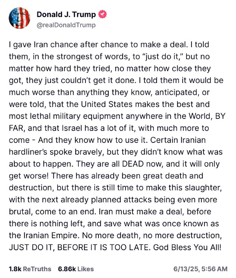 Israel ataca Irán: Trump insta a un pacto nuclear para evitar una masacre