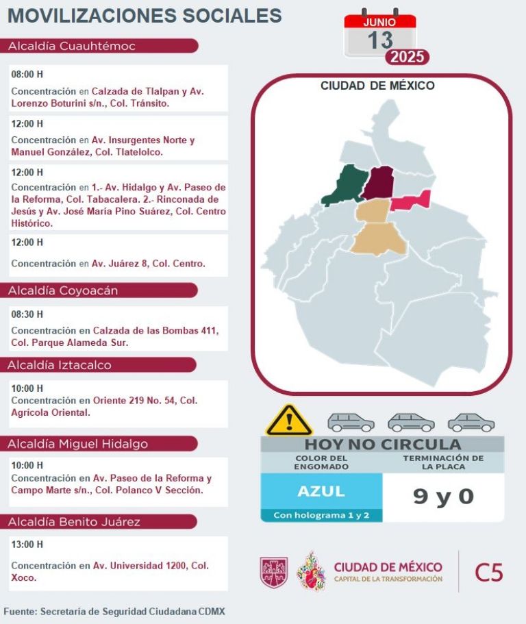Tráfico en CDMX hoy viernes 13 de junio