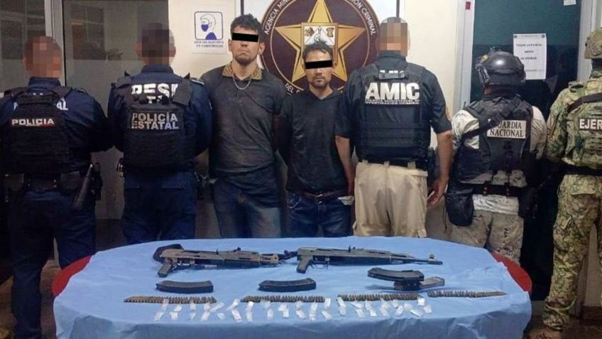 Arrestan a dos integrantes de célula criminal al norte de Ciudad Obregón con droga y armas