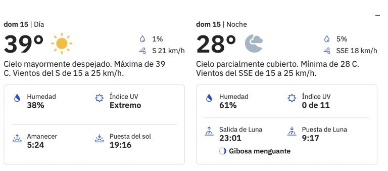 Clima en Ciudad Obregón HOY domingo 15 de junio. Foto: The Weather Channel