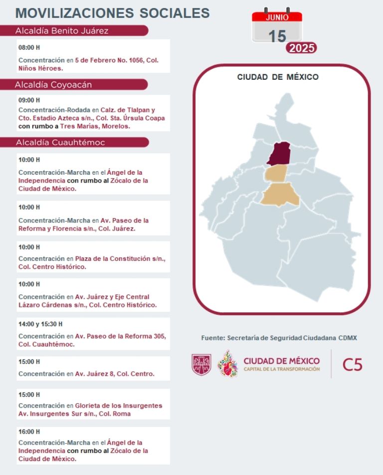 Tráfico en CDMX hoy domingo 15 de junio
